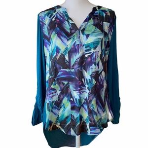 Apt 9 NWT Notch Knit Woven Henley Shirt